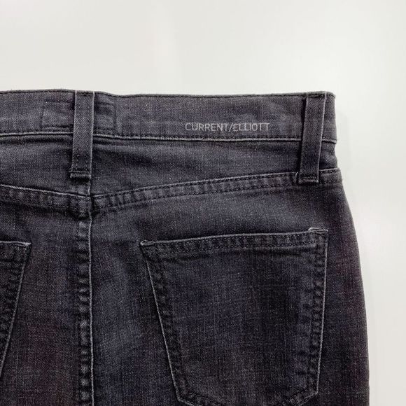 Current/Elliott Skinny Mini Denim Skirt Released Hem Drifter Washed Black 24 NWT - Picture 5 of 9